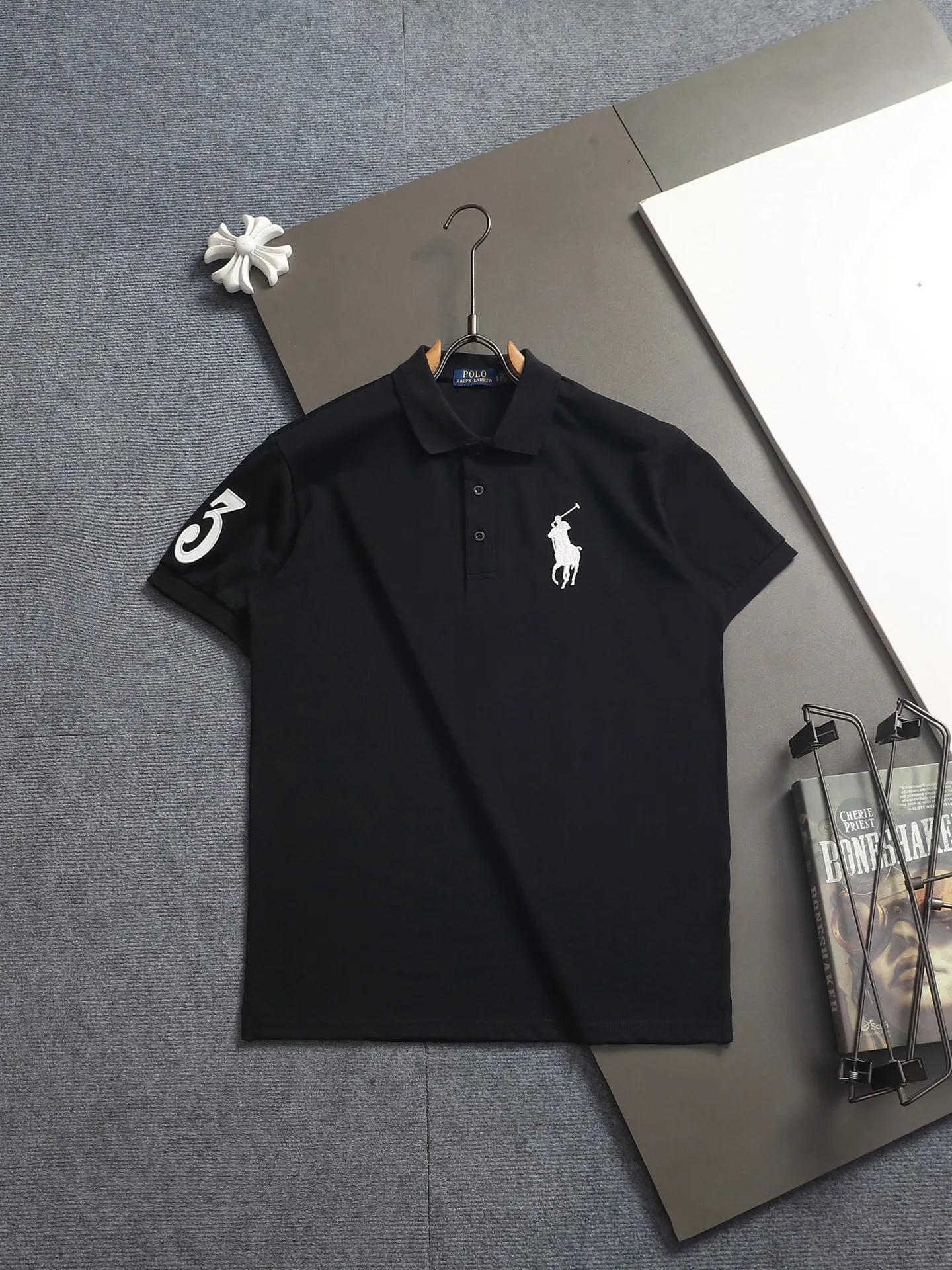 POLO Classic logo ， Retro Same Style Versatile : White Black Blue Gray Red Size：M L XL XXL XXXL